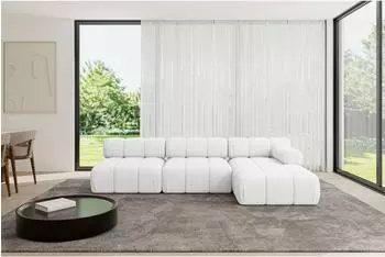 ALTDECOR Razon-L2 Ecksofa L-Form Boucl&eacute;, wei&szlig;, 285x160cm