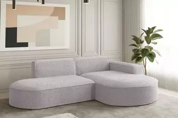 Fun M&ouml;bel PALMA XS Ecksofa, Stoff Ascot Rose, Ottomane rechts