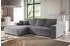 Fun Möbel CORUNIA Ecksofa Schlafsofa, Stoff Aragon, grau, Ottomane links