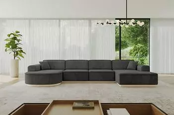 ALTDECOR ARRIO-U2 Wohnlandschaft U-Form, Textil, dunkelgrau, 388x171x83cm (800001617144)