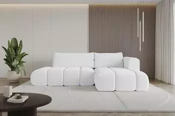 ALTDECOR Cloud-L Ecksofa mit Schlaffunktion und Bettkasten, Boucl&eacute;, wei&szlig;, L-Form 280x185cm (CLOUD-L)