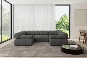 ALTDECOR Birno-U1 Modulares Ecksofa U-Form, grau, Boucl&eacute;, 285x190x70cm