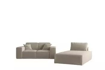 Fun M&ouml;bel Celes Premium Sofa-Set 2-teilig mit Chaiselongue, Velvet, beige