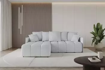 ALTDECOR LONLI-L Ecksofa mit Schlaffunktion und Bettkasten, L-Form, grau, 251x189x68cm (800001290778)