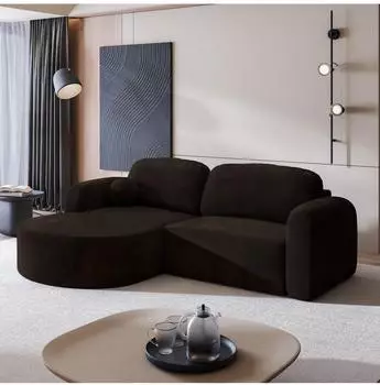 Masseno Amilia M Ecksofa L-Form mit Schlaffunktion und Bettkasten, braun (AMILIA M L-S MONOLITH 29)