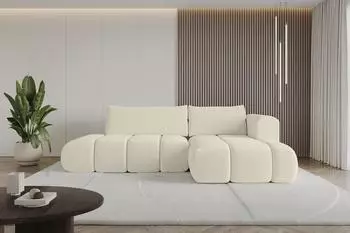 ALTDECOR Cloud-L Ecksofa mit Schlaffunktion und Bettkasten, Boucl&eacute;, beige, L-Form 280x185cm (800001146548)