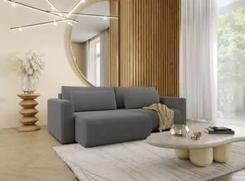 Fun M&ouml;bel CHAIRA Ecksofa mit Schlaffunktion, Stoff Curio, dunkelgrau, Ottomane links