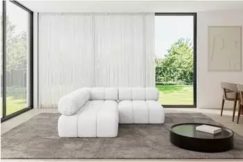ALTDECOR Samaro-L1 Ecksofa L-Form Boucl&eacute; wei&szlig; 190x190x70cm