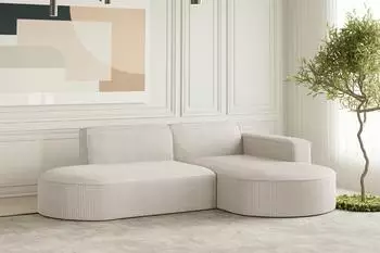 Fun M&ouml;bel PALMA XS Ecksofa, Stoff Scala sand, Ottomane rechts