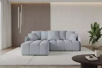 ALTDECOR LONLI-L Ecksofa mit Schlaffunktion und Bettkasten, L-Form, hellgrau (800000814084)