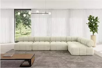 ALTDECOR Samaro-L3 modulares Ecksofa L-Form, Velours, beige, 380x190x70cm (800001609643)