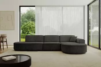 ALTDECOR MARI-L2-v3 Ecksofa L-Form, Velours, schwarz, 328x171x83cm (800001202098)