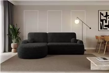 ALTDECOR LIRA-L Ecksofa mit Schlaffunktion und Bettkasten, L-Form, schwarz, 264x172x89cm (800001420740)