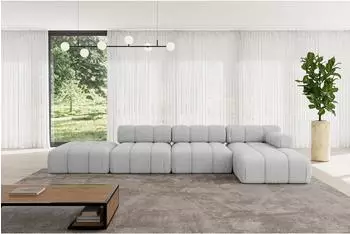 ALTDECOR Lizur-L2 Ecksofa L-Form, Boucl&eacute;, hellgrau, 380x160cm (800001290565)