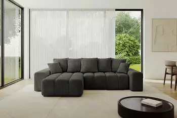 ALTDECOR ENIL-L Ecksofa mit Schlaffunktion und Bettkasten, L-Form, schwarz (800001322024)