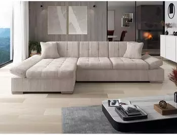 Mirjan24 Montana Cord Ecksofa L-Form, 5-Sitzer, Naturfarben, links (Poso 03)
