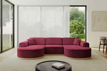 ALTDECOR MARI-U1-v2 Wohnlandschaft U-Form, Velvet, bordeauxrot, 303x171x83cm (800001617125)