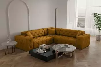 Fun M&ouml;bel CHANTAL Ecksofa, Opera Velvet, gelbgold