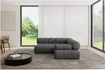 ALTDECOR Mende-L1 Ecksofa L-Form, Velours, dunkelgrau, 190x190x70cm (800001555001)