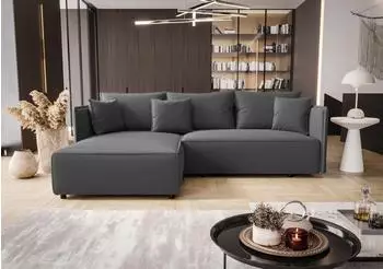Fun M&ouml;bel EVORA Ecksofa Schlafsofa, Stoff Poso, grau, Ottomane links