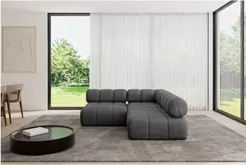 ALTDECOR Samaro-L1 Ecksofa L-Form Velours dunkelgrau 190x190x70cm (800001609467)
