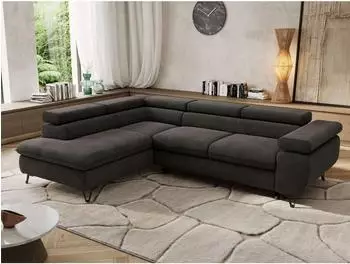 MKS Pablo L Ecksofa Velvet dunkelgrau, Schlaffunktion, L-Form links (800001354395)