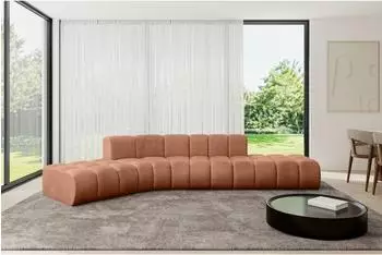 ALTDECOR Solven-L1 Ecksofa L-Form, Velours, apricot, 380x174x70cm (800001593186)