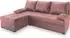 Masseno Rita Ecksofa mit Schlaffunktion und Bettkasten, L-Form, rosa (KRONOS 27)