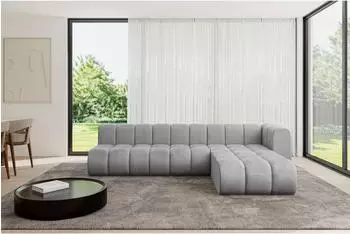 ALTDECOR Darnel-L2 Ecksofa modular L-Form Velours hellgrau 296x177x70cm (800001227764)