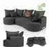 Juskys Tirano Ecksofa L-Form, Samt, dunkelgrau, 4-Sitzer mit Ottomane