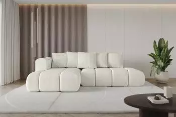ALTDECOR CLOUD-L-v1 Ecksofa mit Schlaffunktion und Bettkasten, L-Form, Cord, cremewei&szlig; (800001146677)
