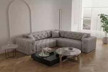 Fun M&ouml;bel CHANTAL Ecksofa Velvet-Stoff, creme, universal (CHANTAL)