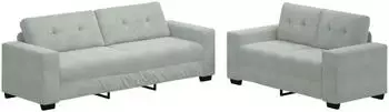 vidaXL 2-teiliges Sofa-Set mit Kissen, hellgrauer Samt (3324721)