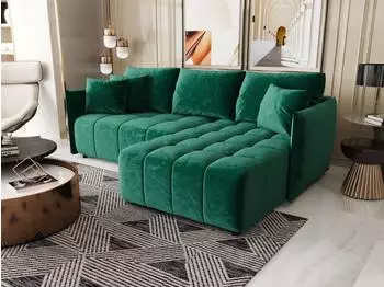 Fun M&ouml;bel TREVISO Ecksofa Schlafsofa Stoff Monolith, gr&uuml;n, Ottomane rechts