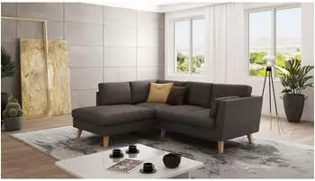 S-Style M&ouml;bel Ecksofa Elma Mikrofaser braun-khaki, L-Form, 221x186cm