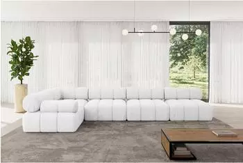 ALTDECOR Mende-L3 Ecksofa L-Form Boucl&eacute; wei&szlig; 380x190cm (800001554947)