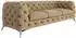 S-Style Möbel Chesterfield-Sofa 3-Sitzer beige Samt, Metallbeine silber, 243x75x100cm