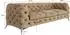 S-Style Möbel Chesterfield-Sofa 3-Sitzer beige Samt, Metallbeine silber, 243x75x100cm