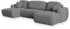 Masseno Savona P Wohnlandschaft U-Form, Kordstoff, grau, Schlaffunktion (SAVONA P POSO 60)