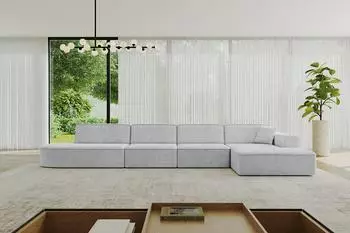 ALTDECOR IREA-L3-v3 Ecksofa L-Form 5-Sitzer, Cord, grau, 412x165cm (800001202532)