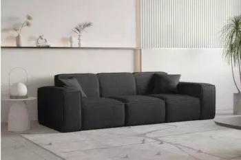 Fun M&ouml;bel CELES PREMIUM 3-Sitzer Sofa Stoff Ascot Bukla, schwarz
