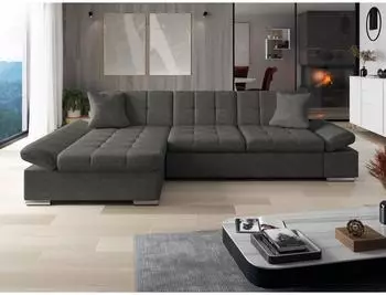 Mirjan24 Montana Ecksofa L-Form, Textil, grau/silber (278x161cm)