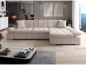 Mirjan24 Malwi Cord Ecksofa L-Form mit Schlaffunktion und Bettkasten, 278x161cm (Poso 03, rechts)