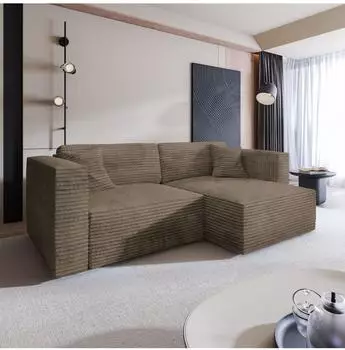 Masseno Nerio Ecksofa L-Form mit Schlaffunktion & Bettkasten, beige (NERIO TILIA 17)
