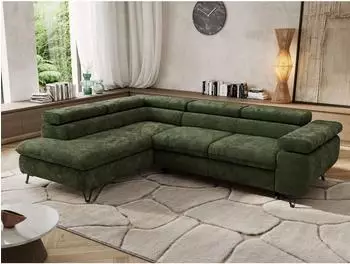 MKS Pablo L Ecksofa Chenille dunkelgr&uuml;n, L-Form, Schlaffunktion (800001354561)