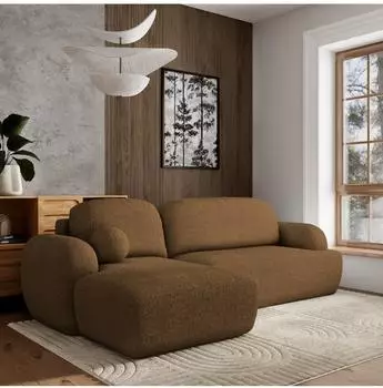 Masseno Modenza N L-S Ecksofa Boucl&eacute;-Stoff braun mit Schlaffunktion (MODENZA N L-S NOW OR NEVER 56)