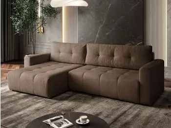 Lookway Aston Ecksofa mit Schlaffunktion und Bettkasten, braun, Textil, 261x143cm (800000990714)