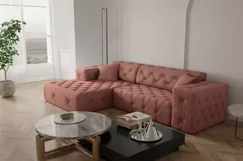 Fun M&ouml;bel CHANTAL Ecksofa Opera Velvet, koralle, Ottomane links