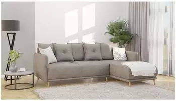 S-Style M&ouml;bel Chroma Ecksofa mit Schlaffunktion, Bettkasten, Luxusmicrofaser, dunkelbeige (800000788250)