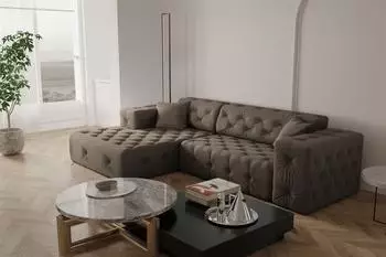Fun M&ouml;bel CHANTAL Ecksofa Opera Velvet, braun, Ottomane links